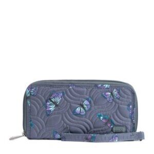Lug Splits XL RFID Wristlet Wallet - Butterfly Grey, Unisex with Expanded Storag